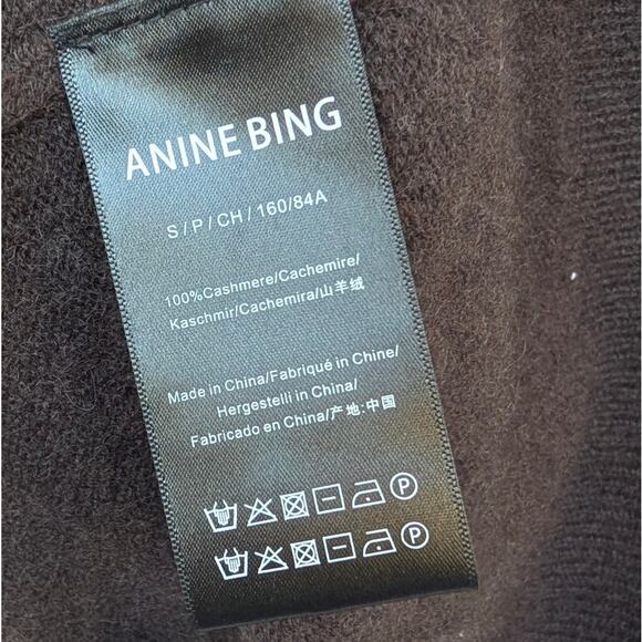Anine Bing Jackson Deep Brown 100% Cashmere V-neck Button Logo Cardigan, size S - Picture 8 of 9